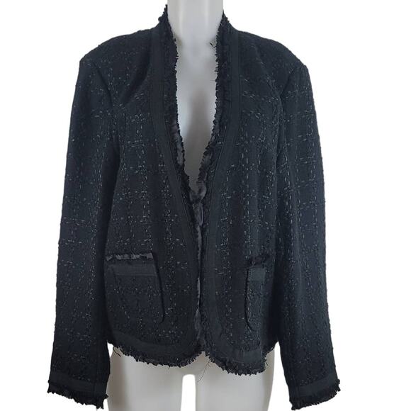 Chico's Black Dressy Wool Blend Openj Business Work Vacation Cruise  Jacket 3/L - Picture 1 of 5
